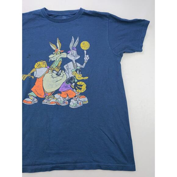 Retro Looney Tunes Basketball T Shirt SZ M Blue Taz Daffy Bugs Bunny Wile E - Picture 6 of 10